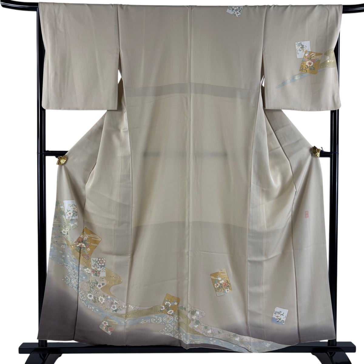 「縁」157ｃｍ～164ｃｍ 作家物 極上一越地 金彩染 訪問着 正絹 Ｆ０８０ 縁」157cm～164cm 作家物 極上一越地 金彩染 訪問着 正絹 F080