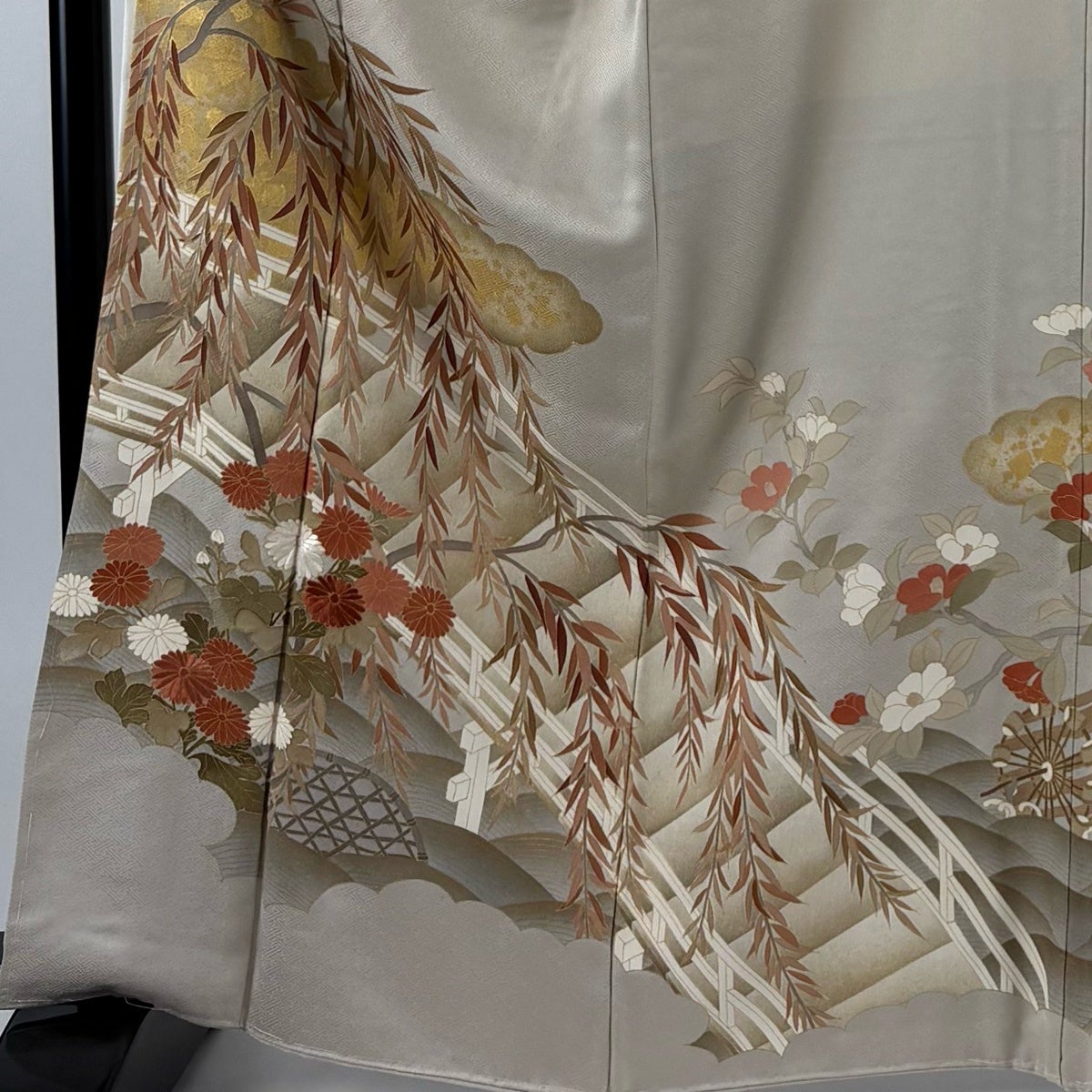 色留袖 身丈167cm 裄丈67cm 正絹 秀品 【中古】 色留袖 身丈167cm 裄丈67cm M 袷 松竹梅 扇 金彩 ピンク 正絹 秀品 一