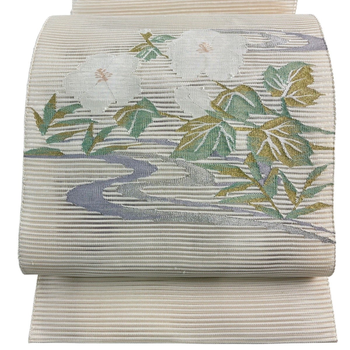 夏帯 名古屋帯 絽 花模様 乳白色 金銀糸 O-5399 夏帯 名古屋帯 絽 花模様 萩 桔梗 金銀糸 乳白色 O-4878 - メルカリ