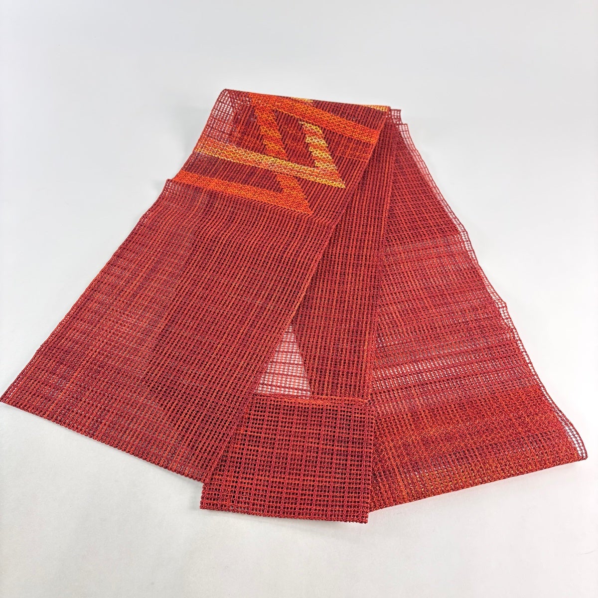 羅の八寸名古屋帯　夏用　松葉仕立て 正絹 50%OFF 【美品】 名古屋帯 秀品 八寸名古屋帯 松葉仕立て 夏帯 羅 縞