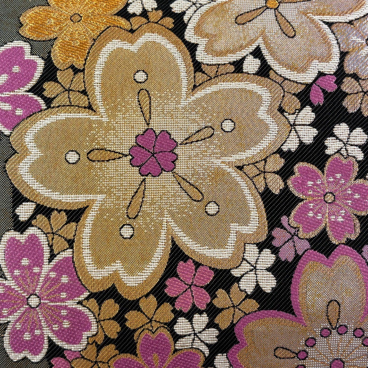 602my30▲寿光織 梅 菖蒲 藤 桜 菊 女郎花 花 金糸 袋帯▲美品 602my30△寿光織 梅 菖蒲 藤 桜 菊 女郎花 花 金糸 袋帯△美品の通販は