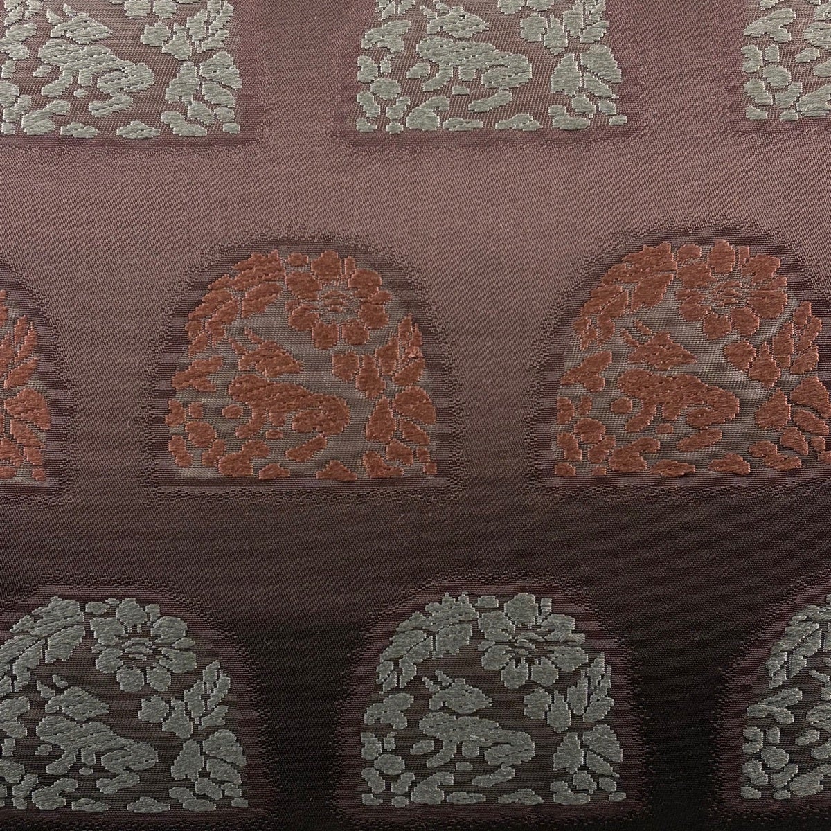 袋帯 洒落袋帯 茶色ｘ砂色 花文様 六通柄 正絹 着物帯 長さ432cm【中古】 袋帯 洒落袋帯 茶色x砂色 花文様 六通柄 正絹 着物帯 長さ432cm【中古
