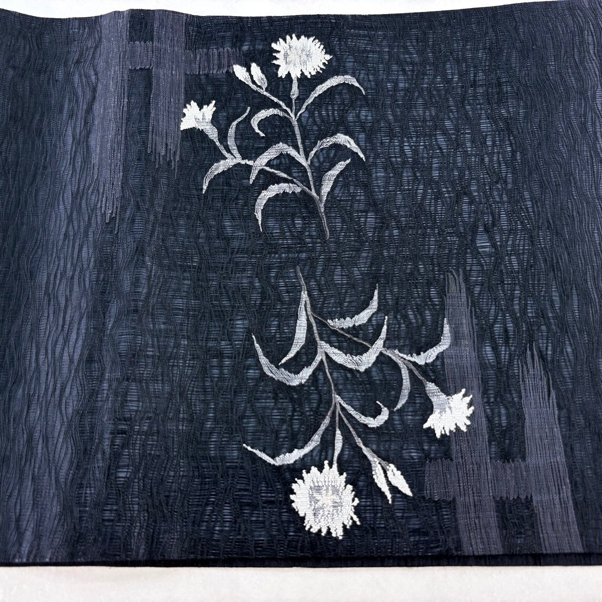 美品】 袋帯 秀品 夏帯 草花 黒 お太鼓柄 正絹｜中古・古着