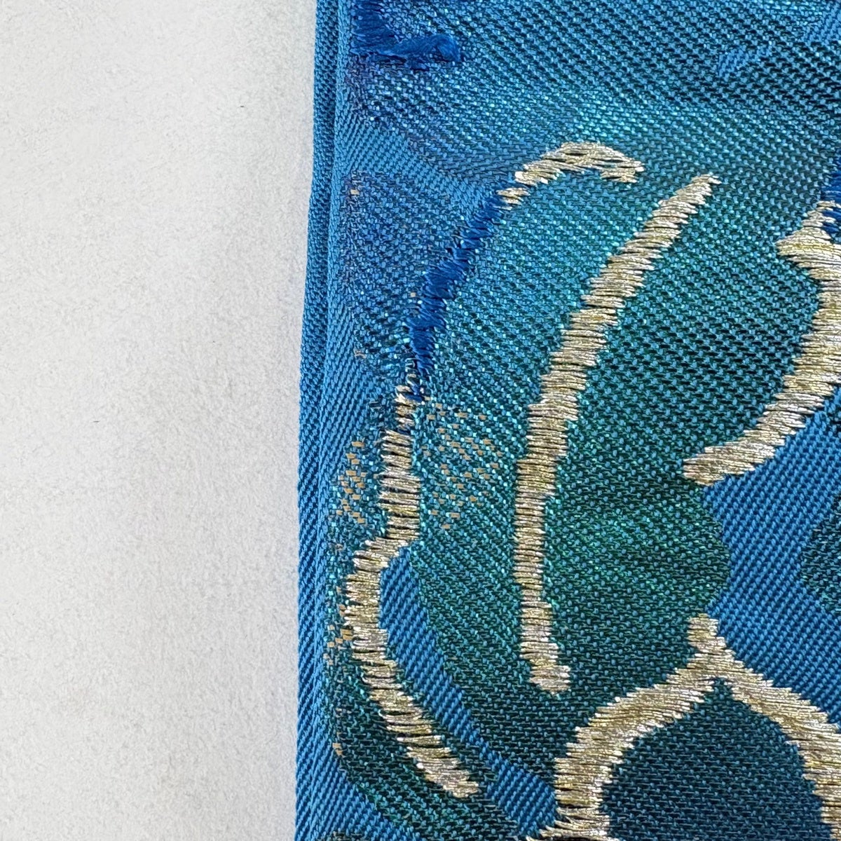 袋帯 秀品 川島織物 落款あり 関西仕立て 華文 丸文 金銀糸 箔 青 六通