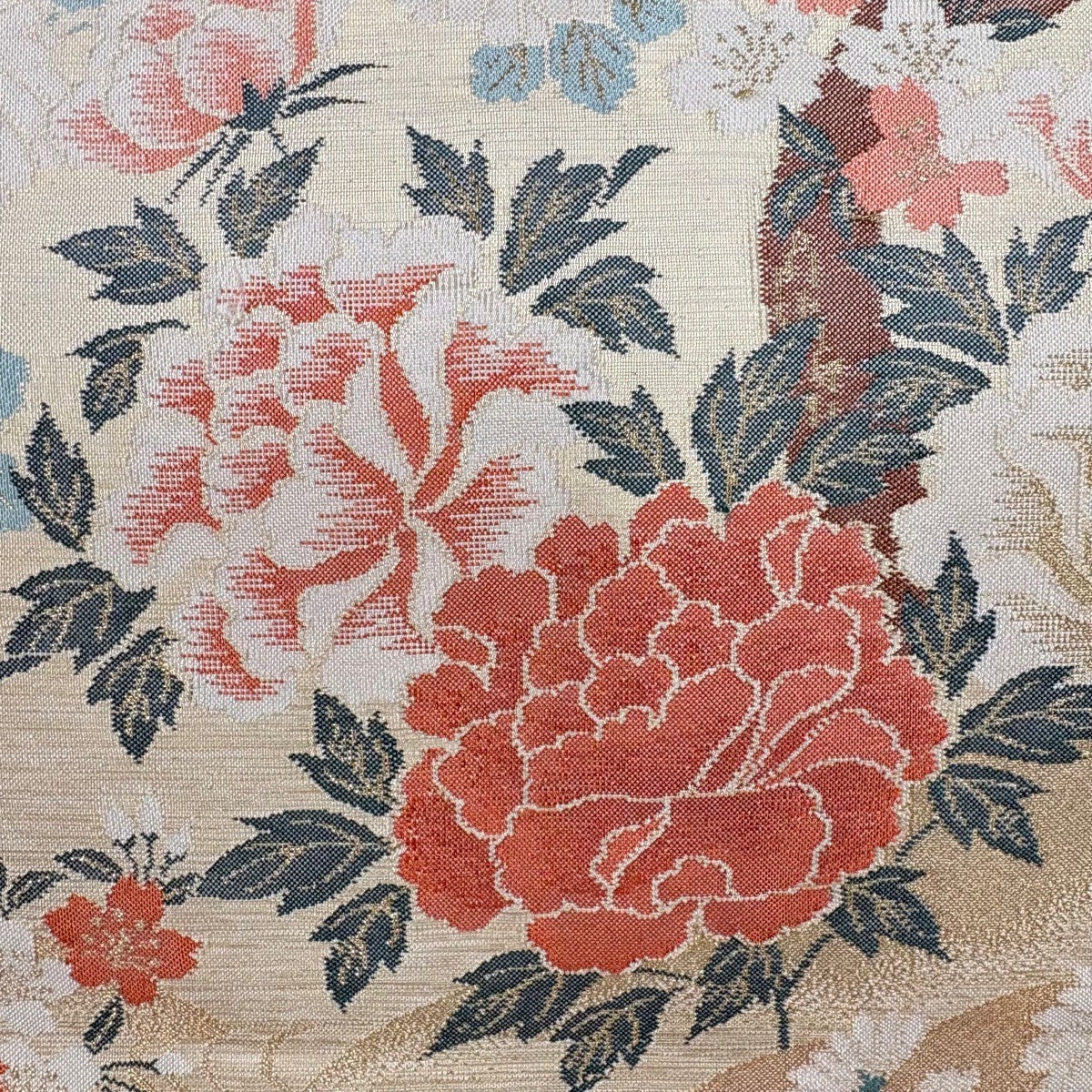 袋帯 秀品 牡丹 鴛鴦 金糸 箔 金色 お太鼓柄 正絹｜中古・古着