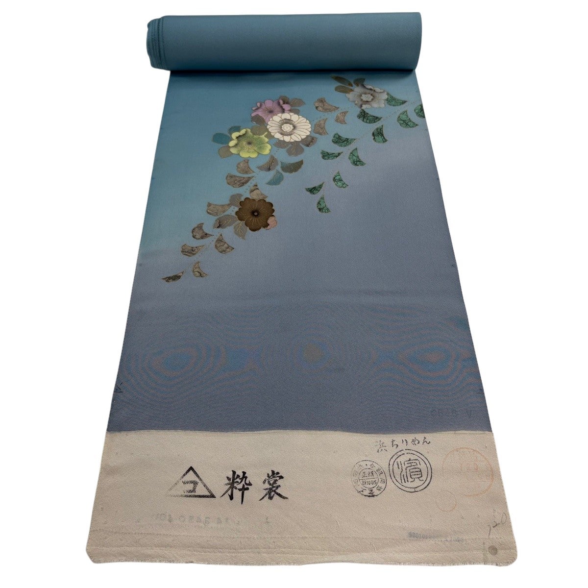 反物 秀品 付下げ 桜 藤 金銀彩 ぼかし 青灰色 正絹｜中古・古着