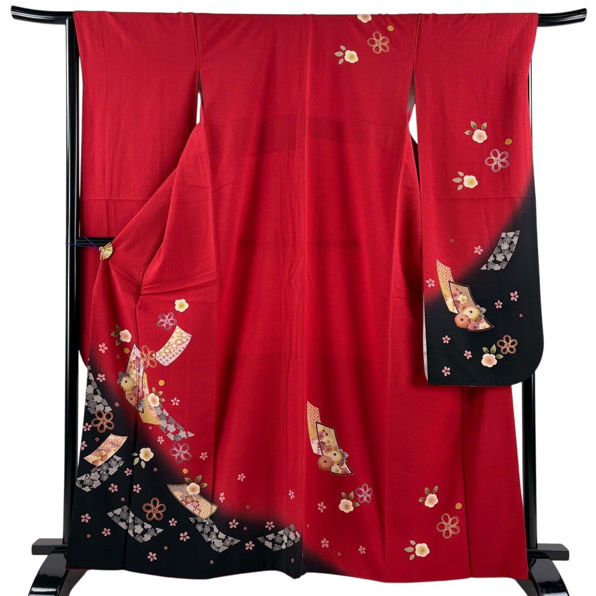 振袖 名品 身丈167.5cm 裄丈67cm 正絹 【中古】 振袖 身丈167.5cm 裄丈67cm M 袷 草花 金彩 ぼかし 青紫 正絹 秀品