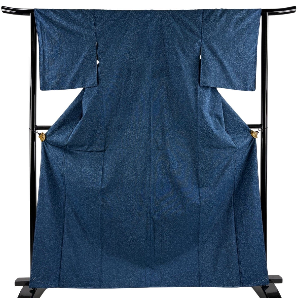 美品】 紬 身丈164cm 裄丈63.5cm S 袷 幾何学模様 藍色 正絹 秀品 一つ