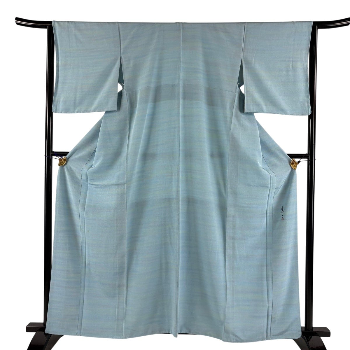 小紋 身丈162.5cm 裄丈66cm 正絹 美品 逸品 【中古】 小紋 身丈162.5cm 裄丈64.5cm M 袷 松井青々 落款あり 霞ぼかし 水色