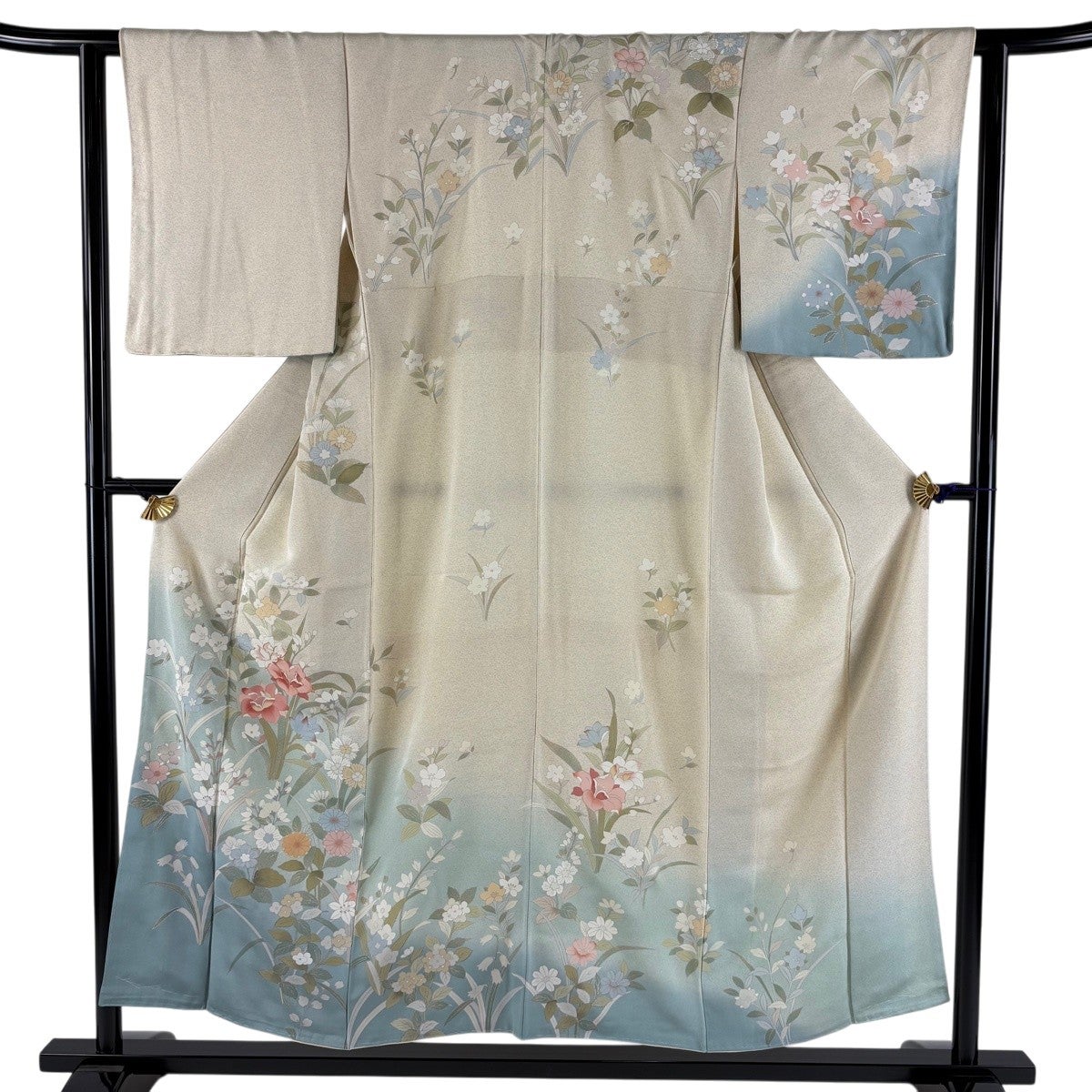 30%OFF 訪問着 身丈157cm 裄丈63.5cm S 袷 草花 ヱ霞 金彩 染め分け