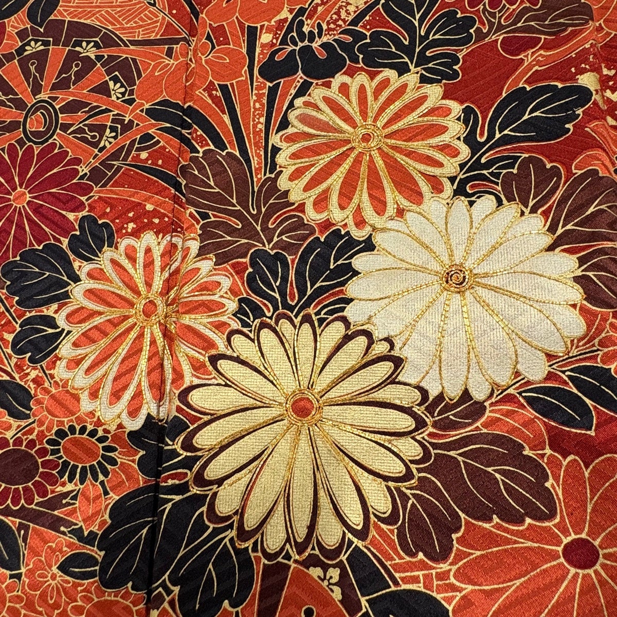 美品】 振袖 身丈163cm 裄丈65cm M 袷 袋帯フルセット 花車 波 金糸