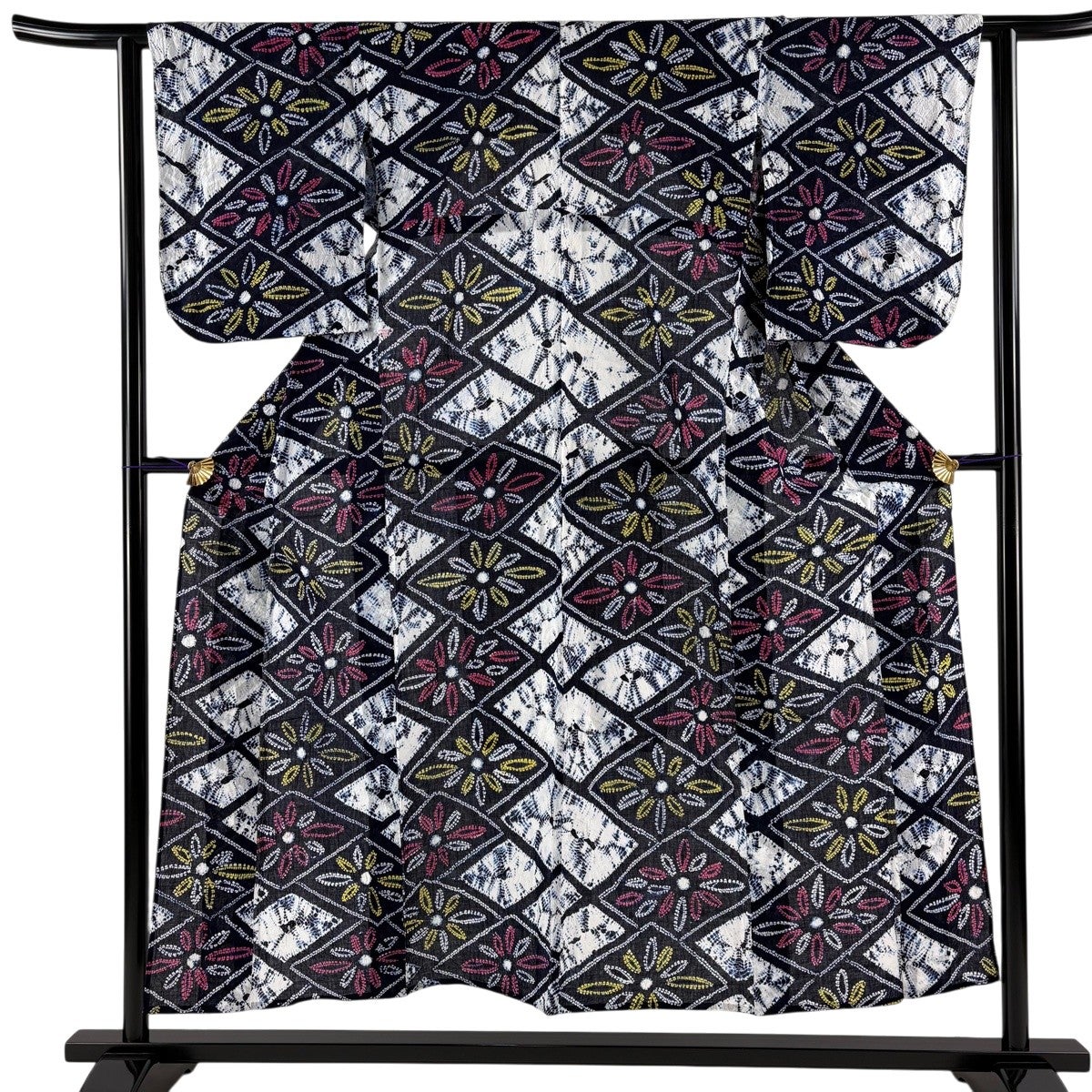 絞り浴衣 名品 身丈159.5cm 裄丈62cm 綿 浴衣 身丈156.5cm 裄丈61.5cm S 絞り浴衣 草花 水色 綿 名品 中古