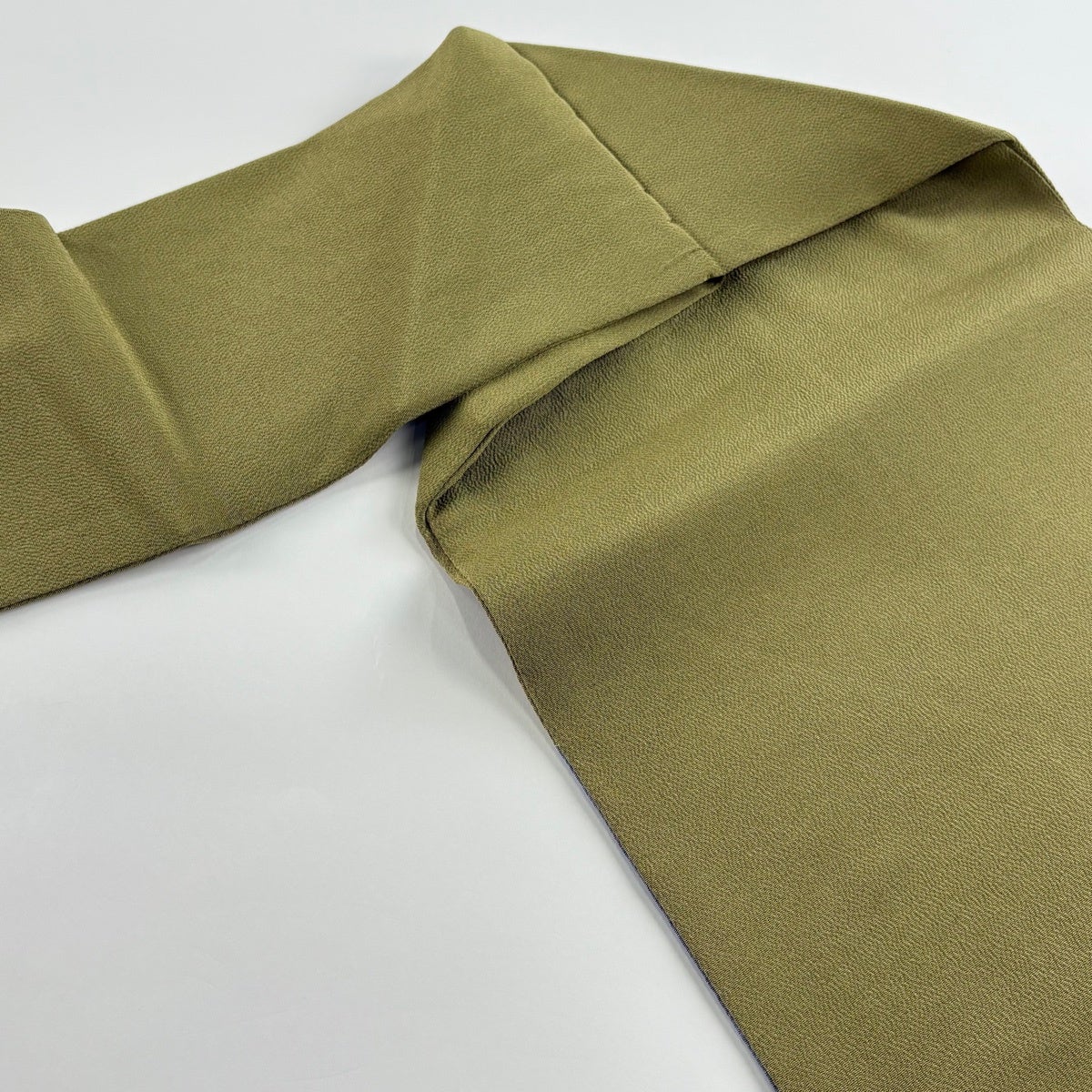 50%OFF 【美品】 名古屋帯 名品 猫 葉柄 縮緬 抹茶色 正絹 K50｜中古