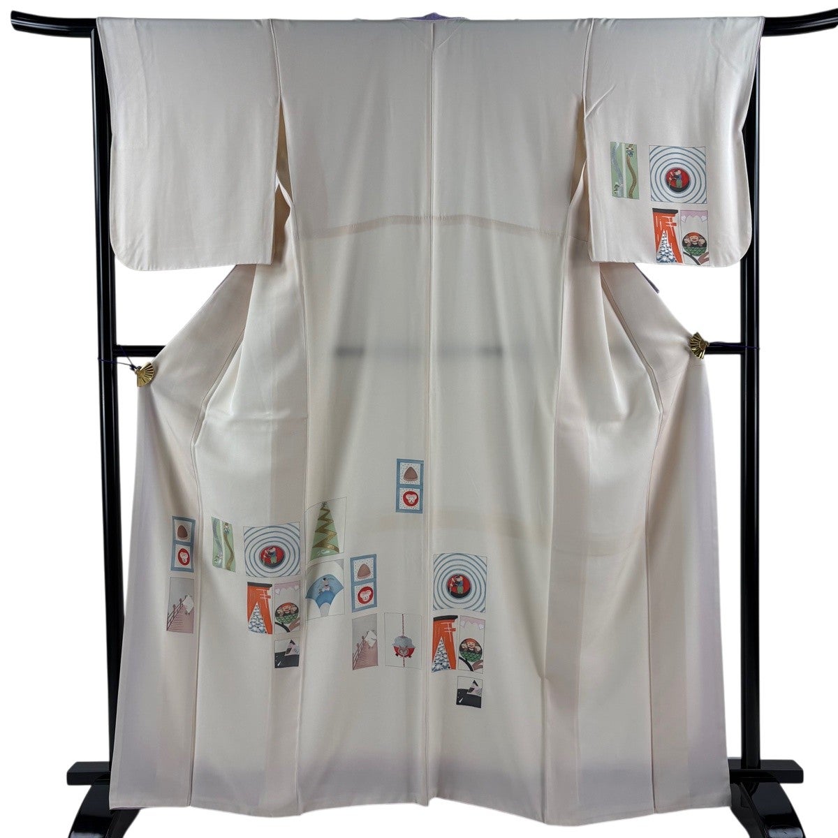 振袖 身丈163cm 裄丈65.5cm 正絹 名品 【中古】 振袖 身丈163cm 裄丈65cm M 袷 草花 流水 金通し 濃紫 正絹 名品｜中古