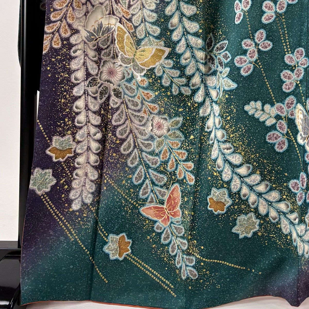 振袖 秀品 身丈166cm 裄丈66.5cm 正絹 【中古】 振袖 身丈166cm 裄丈67cm M 袷 笠松 枝梅 金彩 紫 正絹 秀品｜中古