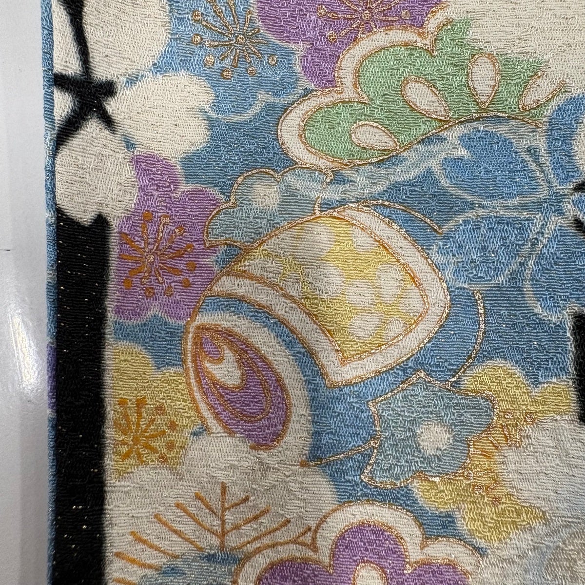 振袖 身丈171cm 裄丈67cm 正絹 逸品 【中古】 振袖 身丈171cm 裄丈68cm L 袷 熨斗 花束 金通し 金糸 黒 正絹 逸品