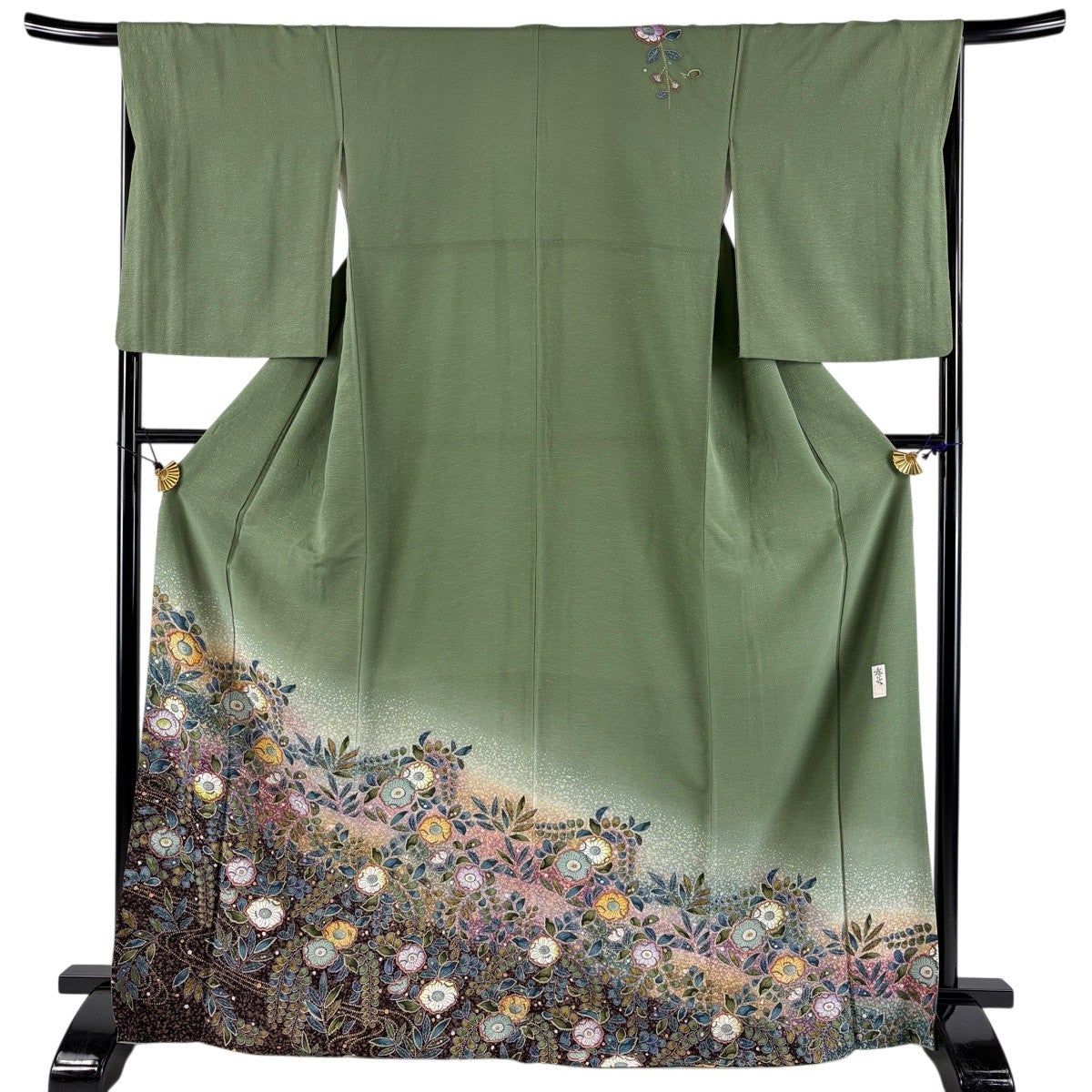美品】 訪問着 身丈169cm 裄丈66.5cm M 袷 落款あり 辻が花柄 流水