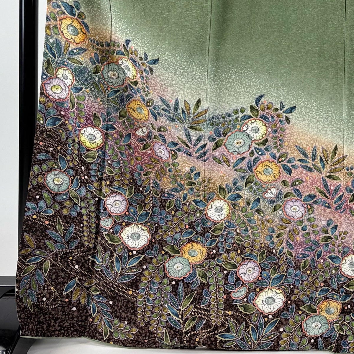 美品】 訪問着 身丈169cm 裄丈66.5cm M 袷 落款あり 辻が花柄 流水
