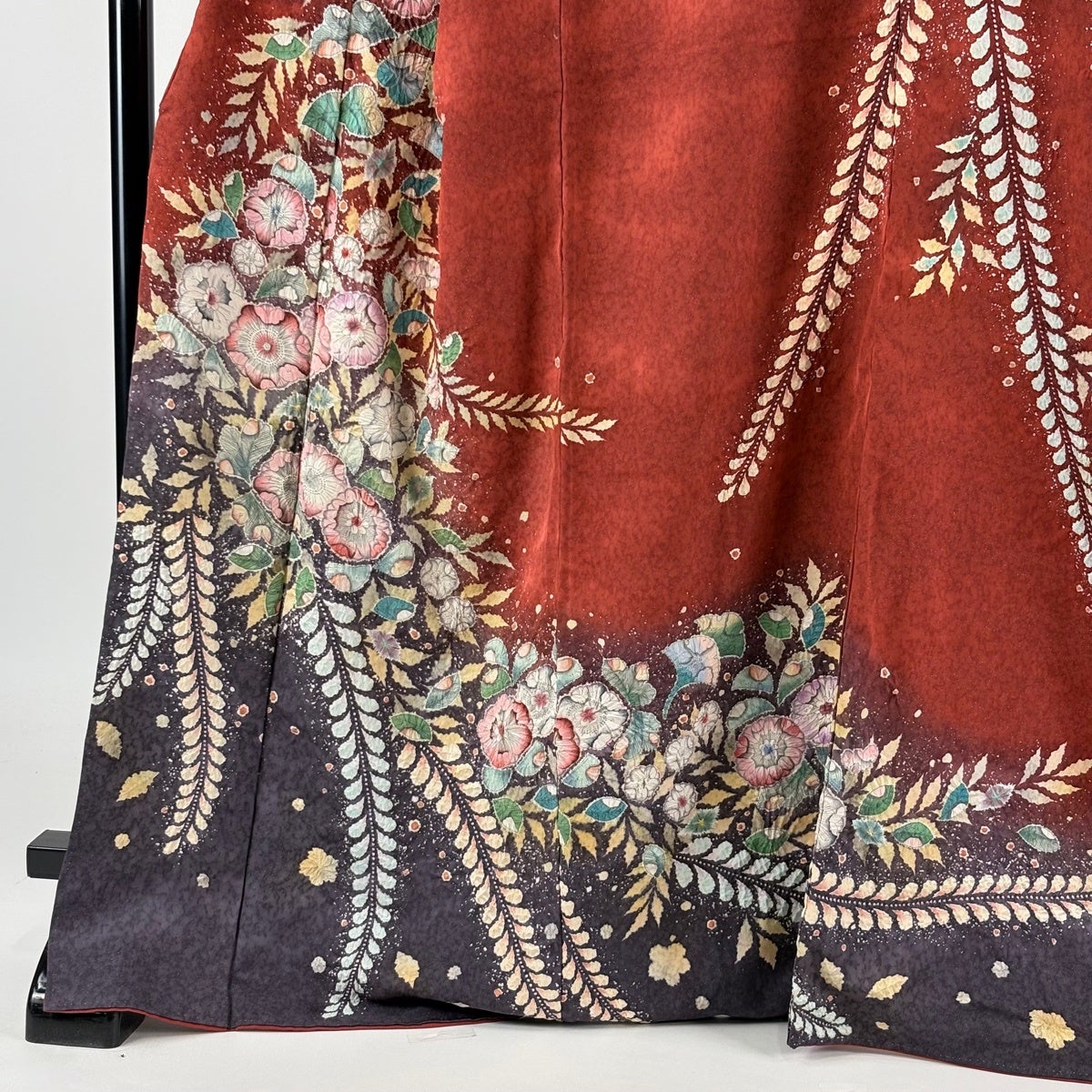 訪問着 身丈168cm 裄丈69cm L 正絹 美品 秀品 訪問着 身丈168cm 裄丈69cm L 袷 落款あり 辻が花 銀通し ぼかし 赤茶