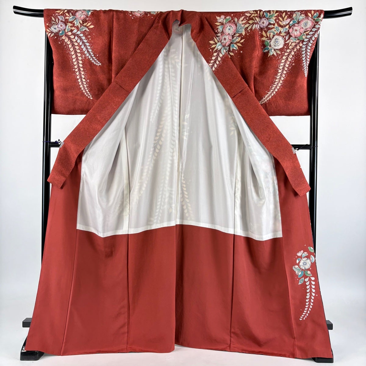訪問着 身丈168cm 裄丈69cm L 正絹 美品 秀品 訪問着 身丈168cm 裄丈69cm L 袷 落款あり 辻が花 銀通し ぼかし 赤茶