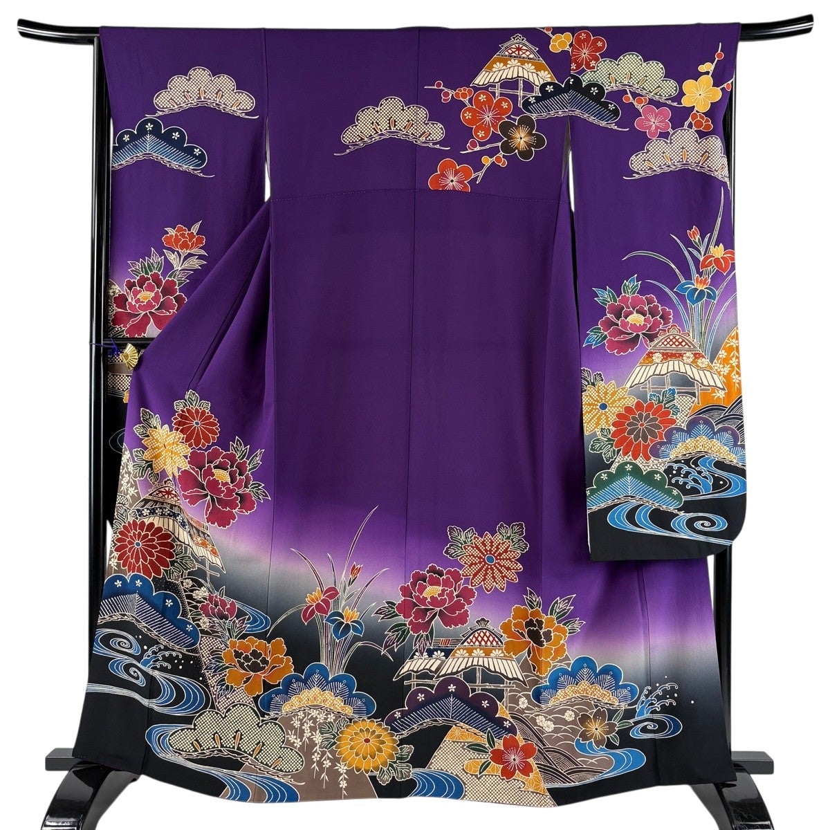 振袖 身丈162.5cm 裄丈65cm 正絹 名品 【中古】 振袖 身丈155cm 裄丈65cm M 袷 斉藤三才 落款 緑 正絹 名品 【中古