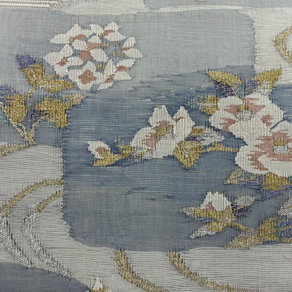 夏物 袋帯 中古 リサイクル 絽 フォーマル 灰白色 霞色 金銀 A870-8 夏帯 袋帯 夏物 絽生地 絽 白地 リサイクル袋帯 単衣から夏物着物へ