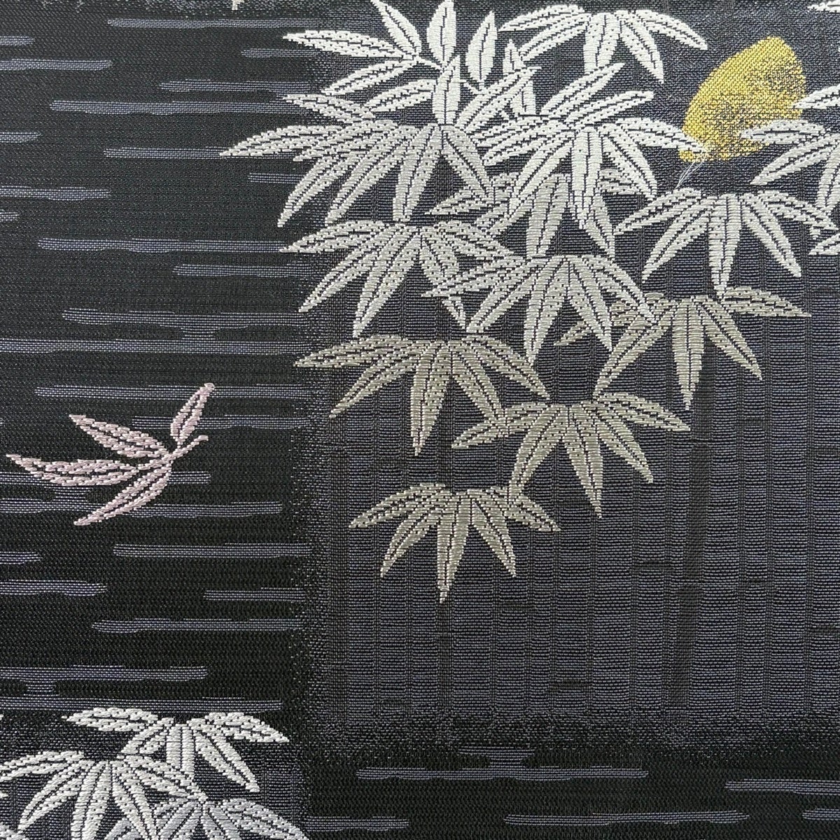 袋帯 秀品 夏帯 絽 竹 月 金銀糸 黒灰 六通 正絹｜中古・古着