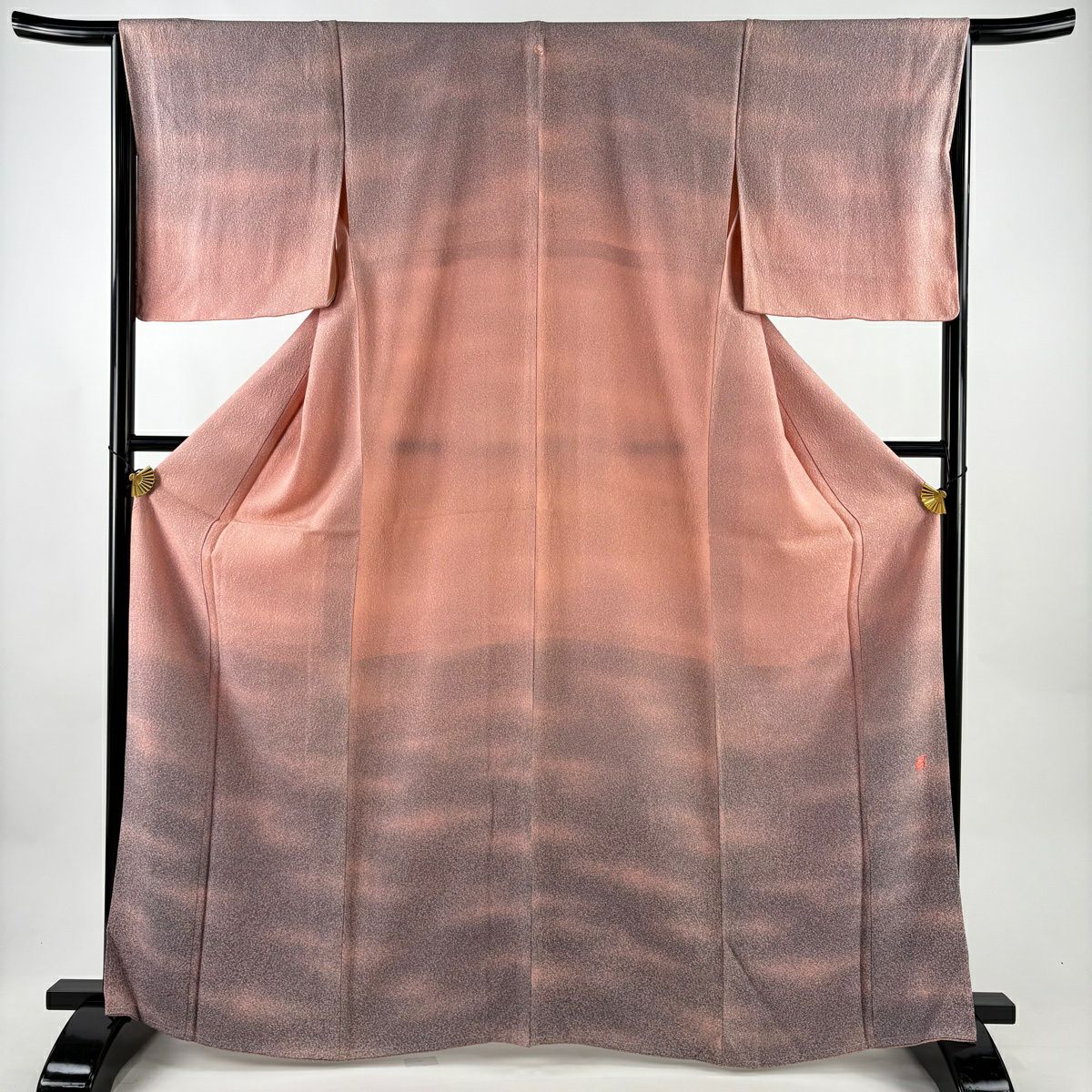付下げ 身丈163cm 裄丈68cm L 袷 薄 霞 金彩 ぼかし 黒灰 正絹 秀品