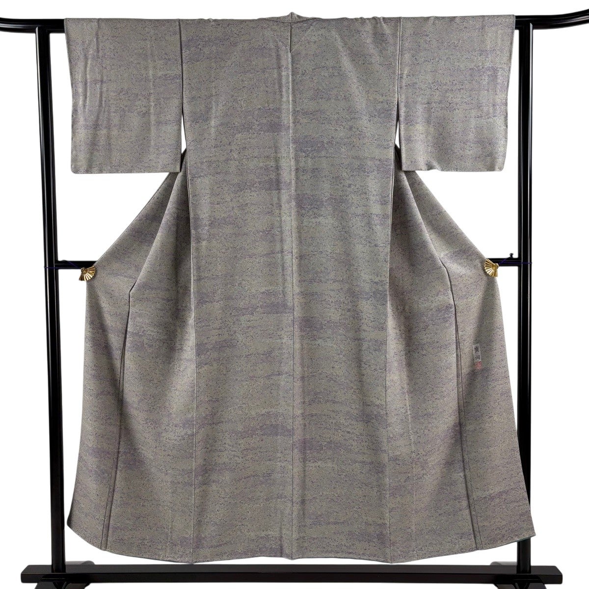 【美品】 小紋 身丈155cm 裄丈63cm 正絹 秀品 【中古】 美品】 小紋 身丈155cm 裄丈63.5cm S 袷 草花 金彩 灰紫 正絹 秀品