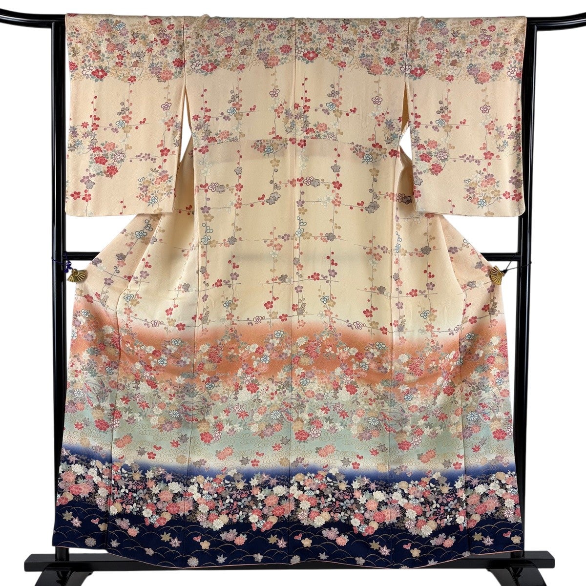 小紋美品✨ 身丈肩157 ピーチオレンジが重なり合う可憐な花模様 千總 - オンラインショップ - / 【小紋・友禅着尺】 疋田大小橘｜オレンジ
