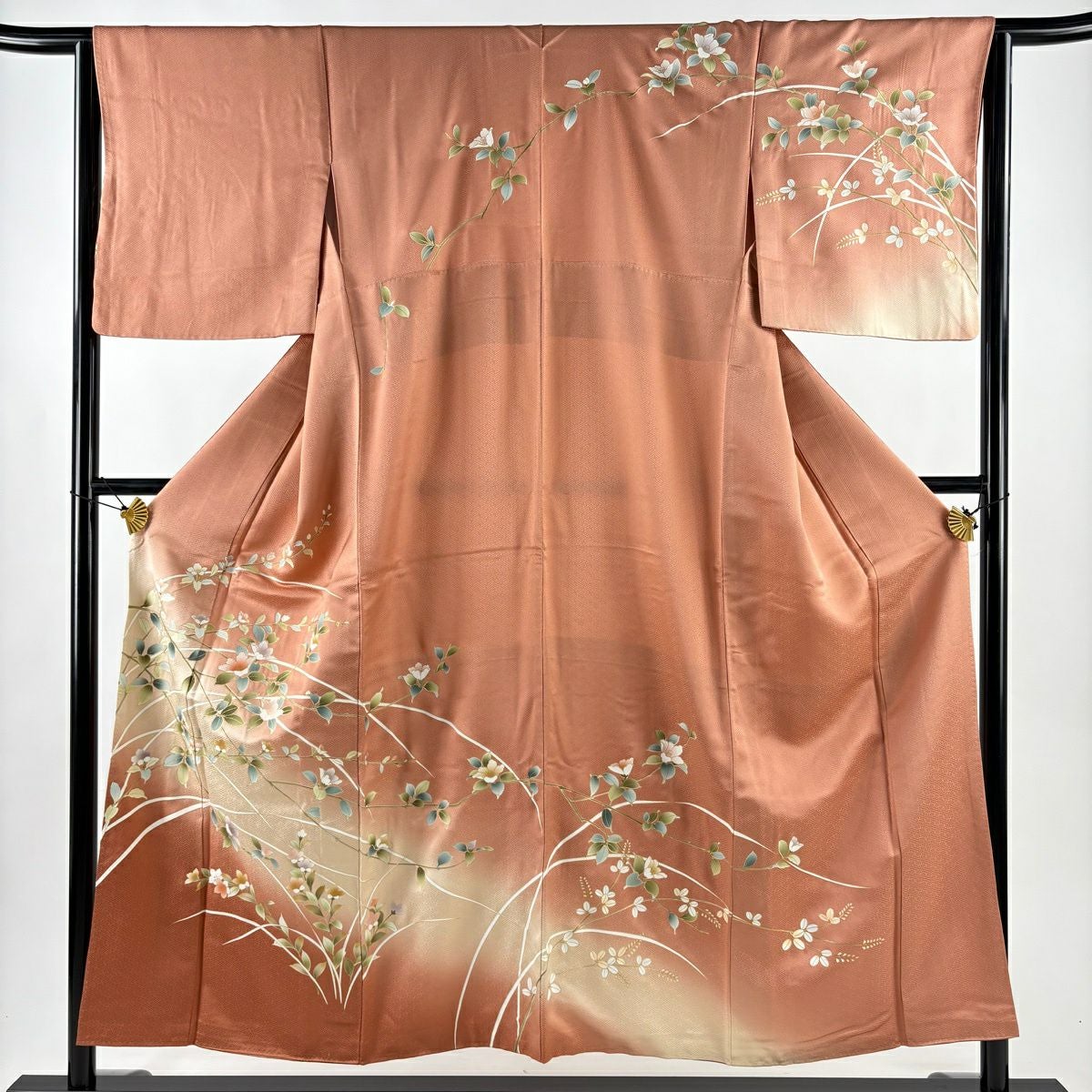 訪問着 身丈170cm 裄丈68.5cm L 袷 辻が花 金彩 ぼかし薄黄土色 訪問着 身丈157.5cm 裄丈64cm M 袷 辻が花 金彩 ぼかし 緑 正絹 名品