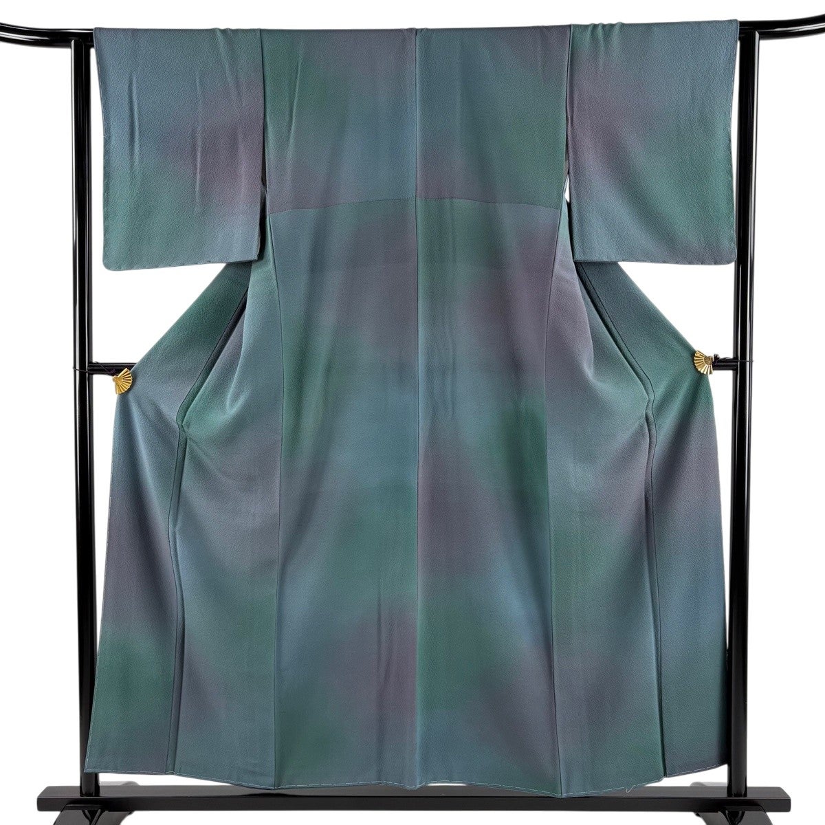 小紋 身丈155cm 裄丈62cm 正絹 名品 【中古】 小紋 身丈155cm 裄丈62.5cm S 袷 斉藤三才 落款あり ぼかし柄 青緑