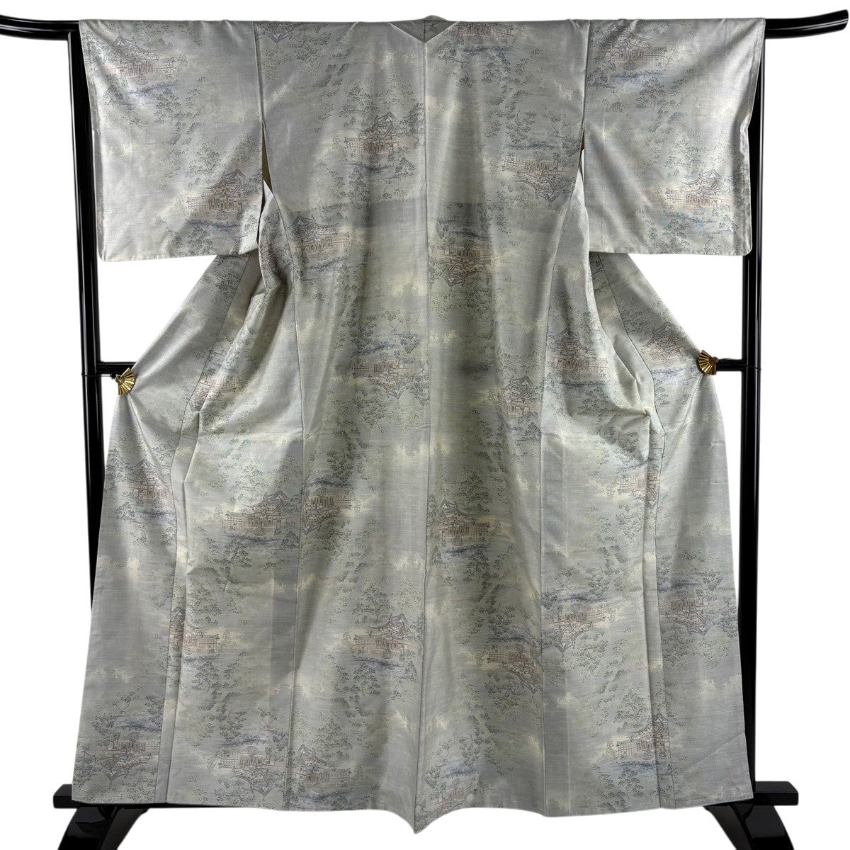 紬 美品 秀品 身丈161cm 裄丈65cm 正絹 【中古】 紬 身丈161cm 裄66cm レディース 袷 格子 裄長 裄M-Lサイズ 秋冬春用