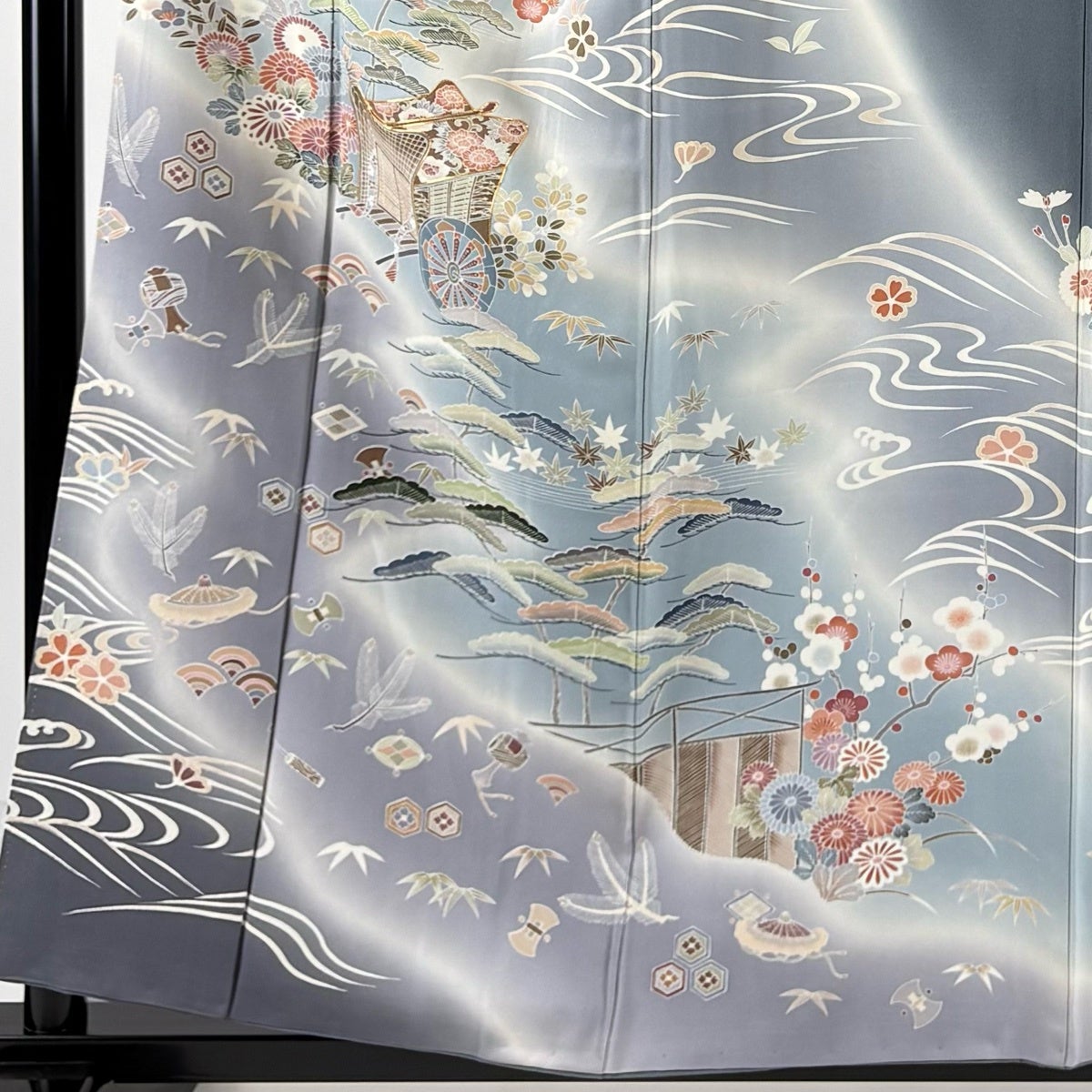 ★専用★訪問着 単衣 一斤染色 梅輪 アゲハ蝶 身丈161cm 裄丈65cm 訪問着 身丈156.5cm 裄丈65cm M 袷 御所車 松竹梅 金糸 ぼかし 灰緑