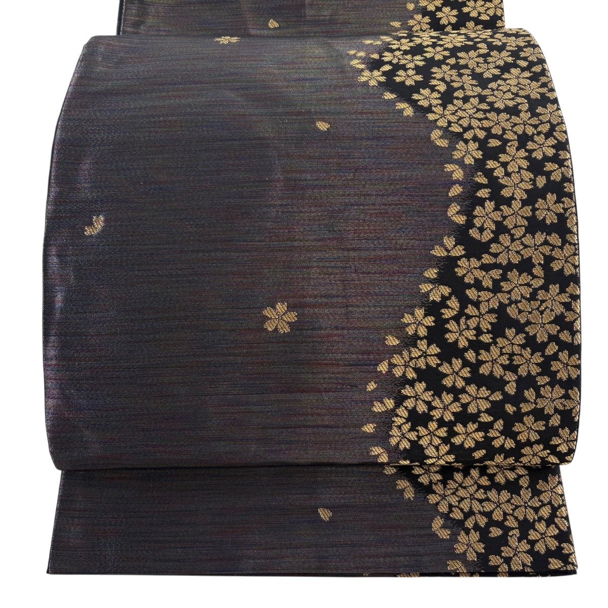名古屋帯 名品 斉藤三才 落款あり 鳥 銀糸 金彩 灰色 正絹｜中古・古着