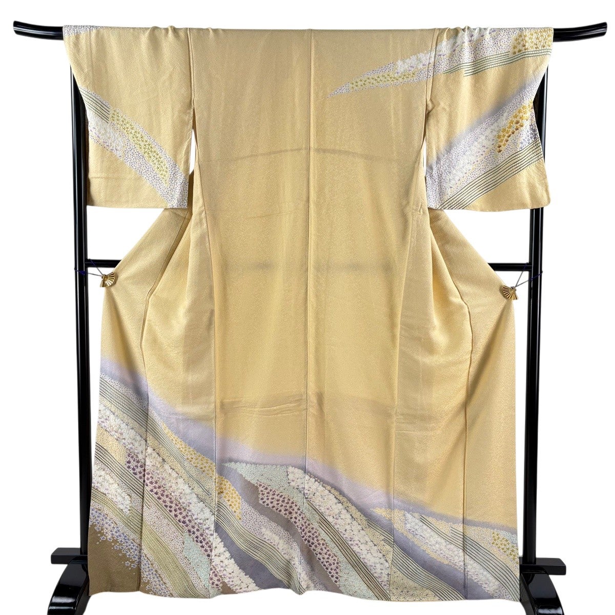 訪問着 身丈168.5cm 裄丈69cm 正絹 秀品 【中古】 美品】 訪問着 身丈165cm 裄丈68cm L 薄物 絽 枝花 ぼかし 灰緑 正絹