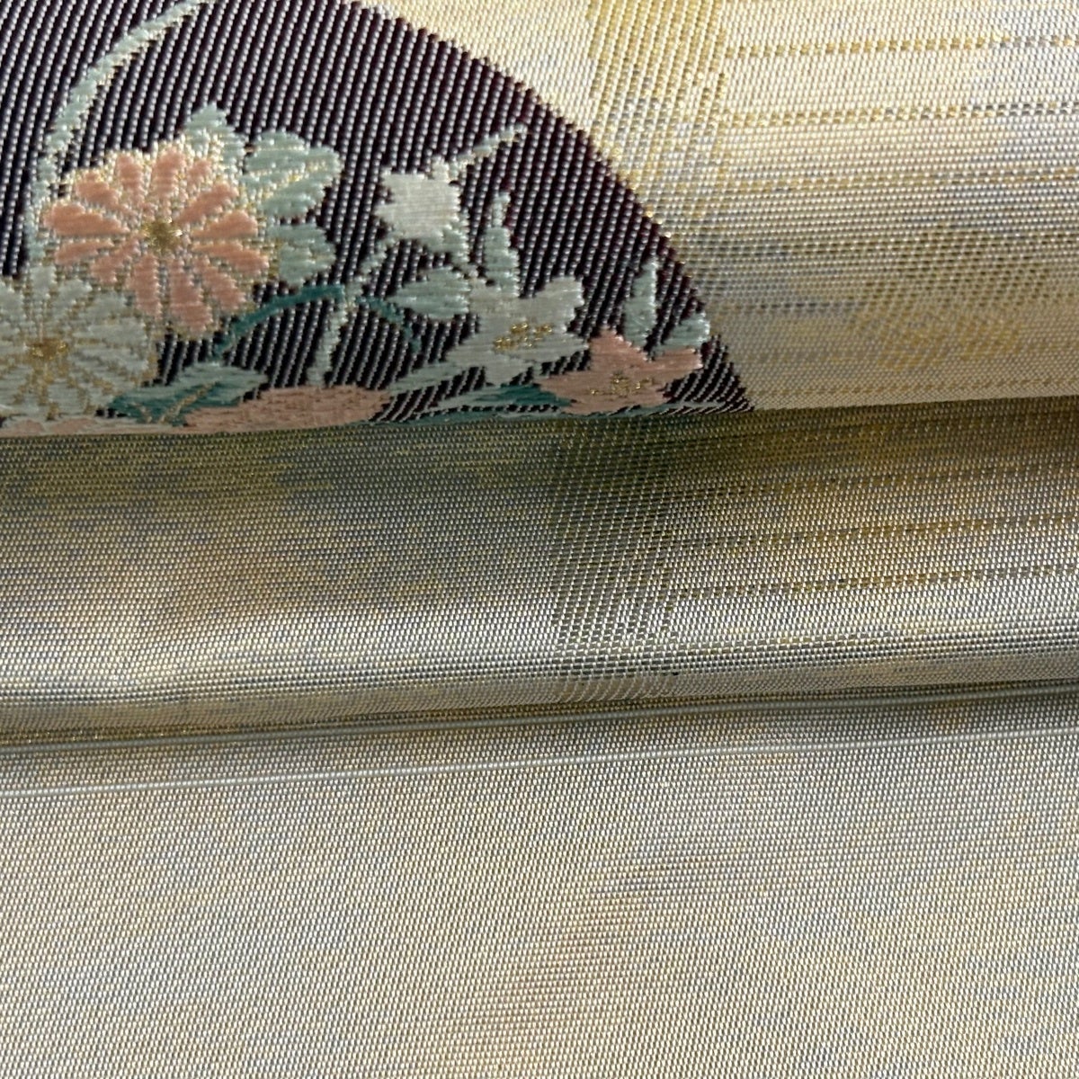 美品】 名古屋帯 優品 花鳥 流水 箔 金銀糸 金色 正絹｜中古・古着