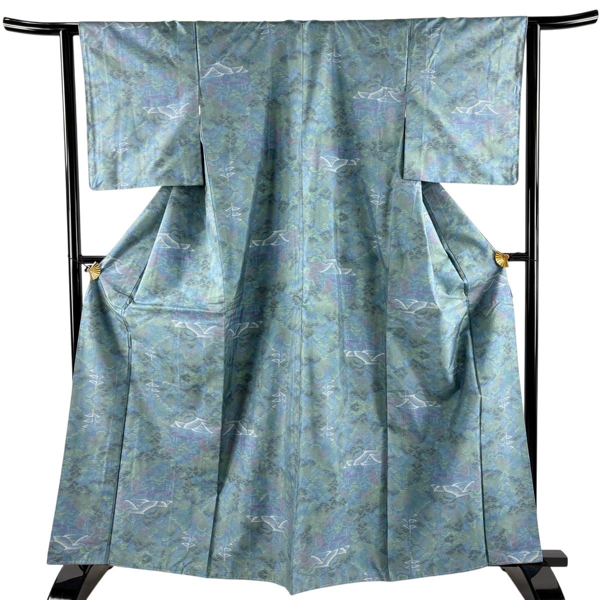 単衣 紬 クリーム 抽象文 身丈166.5cm 裄丈65cm トールサイズ 正絹 紬 身丈157.5cm 裄丈63cm S 袷 樹木 建物 クリーム 正絹 秀品｜中古