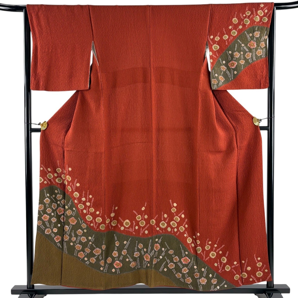 訪問着 美品 逸品 身丈155cm 裄丈64cm 正絹 【中古】 訪問着 身丈164.5cm 裄丈64cm M 袷 千總 落款あり 松竹梅 鶴 刺繍 金彩