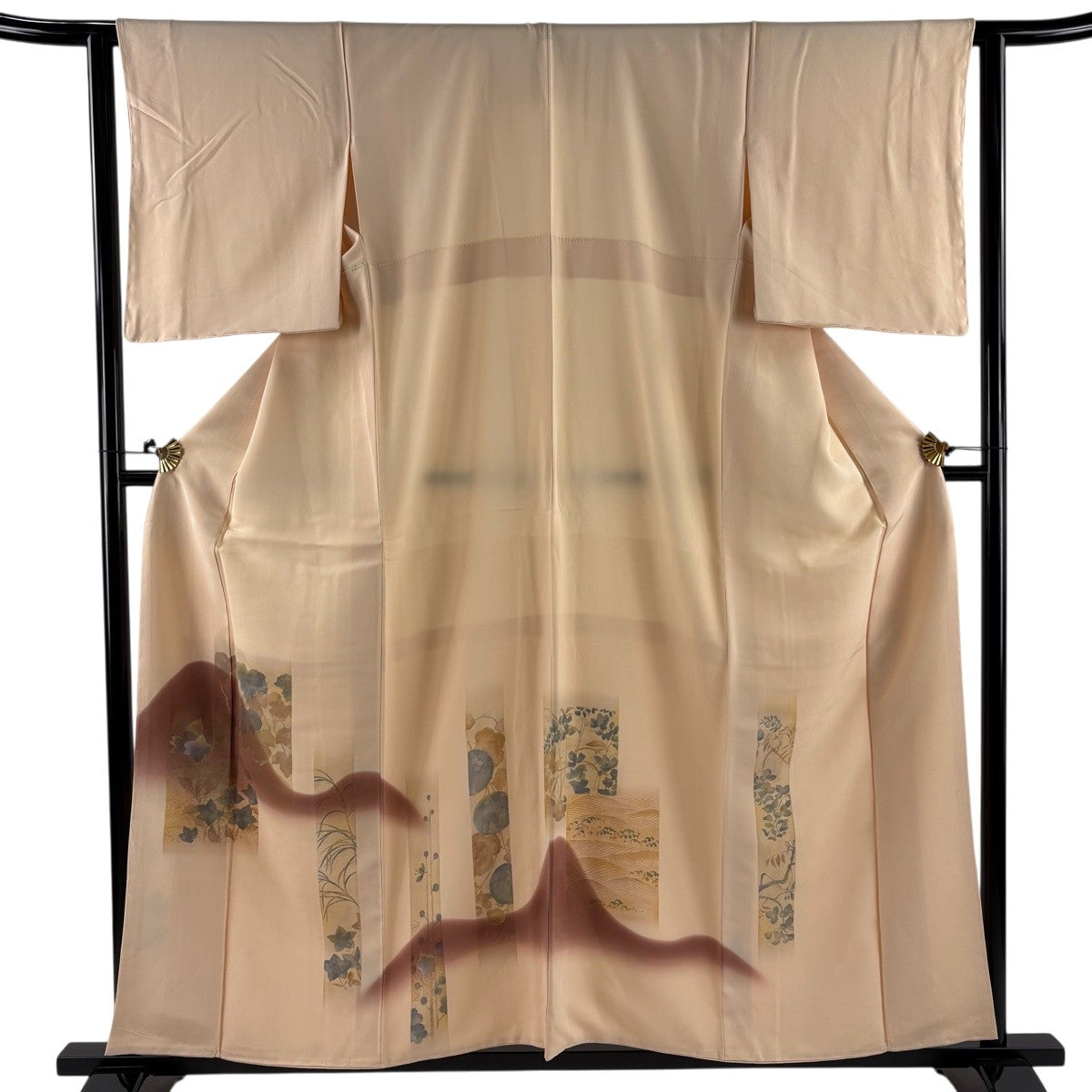 【美品】 色留袖 身丈158cm 裄丈63cm 正絹 逸品 【中古】 色留袖 身丈158cm 裄丈62.5cm S 袷 桔梗 蔦 金銀彩 ぼかし 薄オレンジ