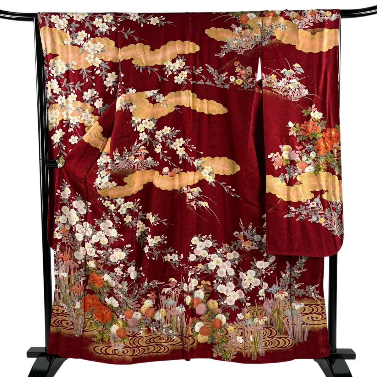 振袖 身丈154.5cm 裄丈63.5cm 正絹 名品 【中古】 振袖 身丈155cm 裄丈65cm M 袷 斉藤三才 落款 緑 正絹 名品 【中古
