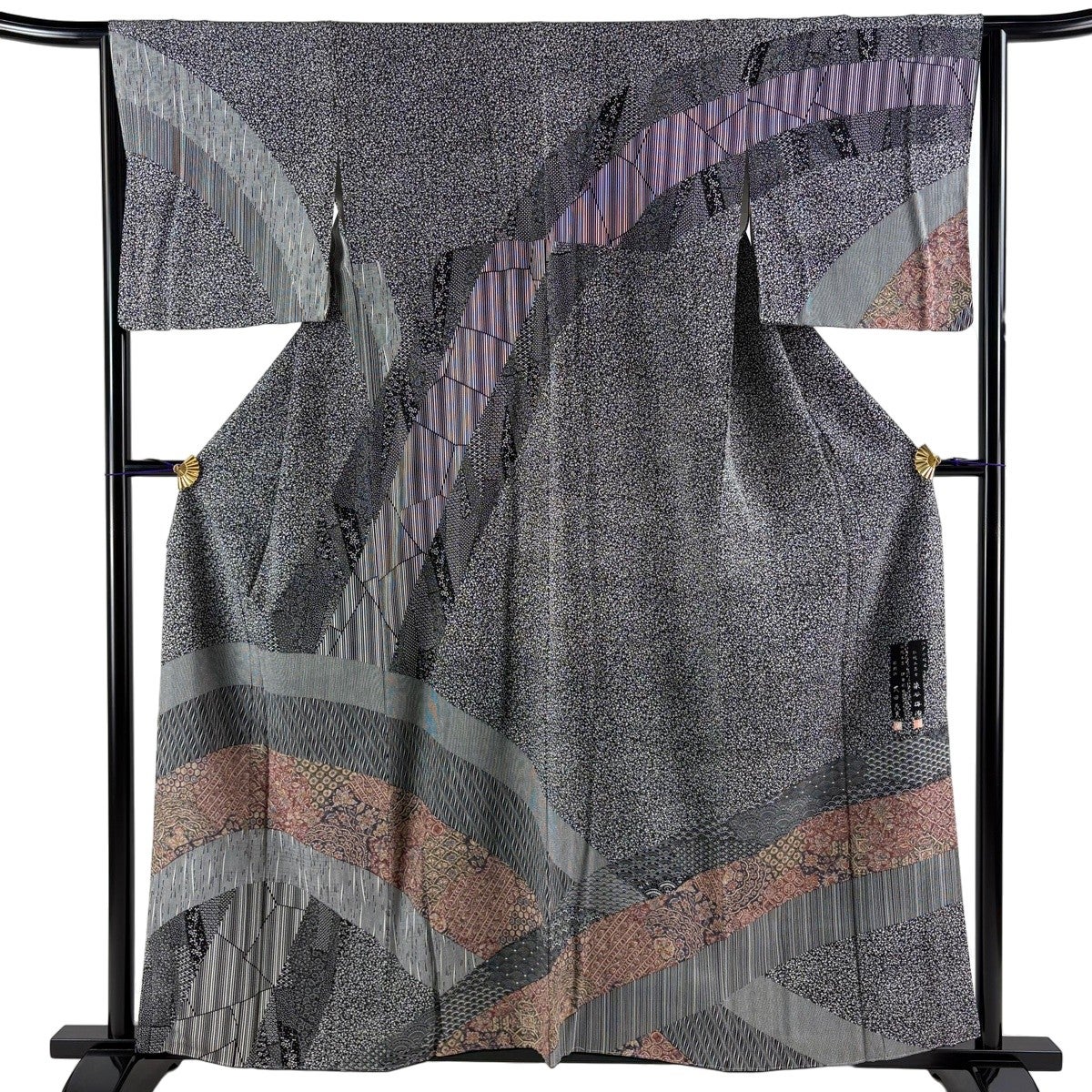 美品】 訪問着 身丈158.5cm 裄丈65cm M 袷 染谷梅治 落款あり 草花
