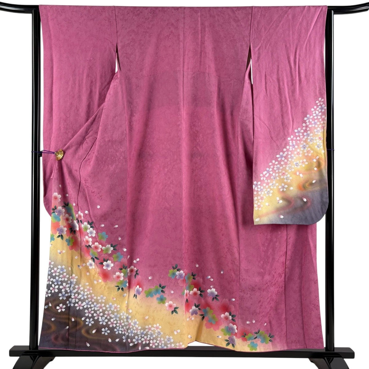 美品】 振袖 身丈154.5cm 裄丈64cm M 袷 やまと 桜 流水 染め分け