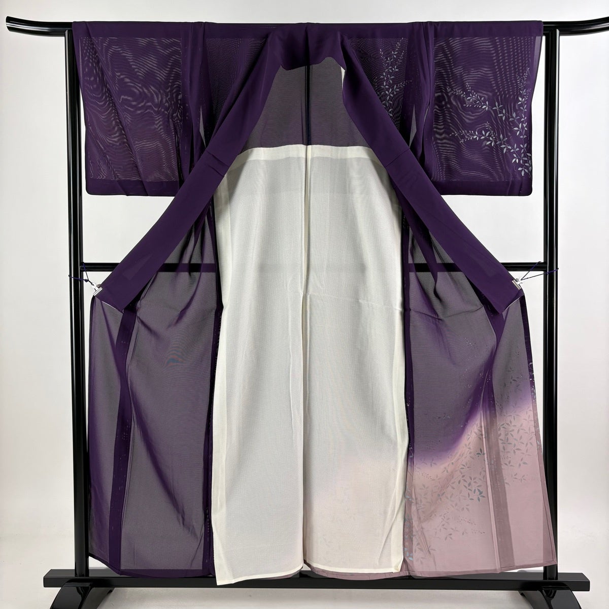 美品】 付下げ 身丈157.5cm 裄丈63cm S 薄物 絽 葉柄 蛍 金彩 染め分け
