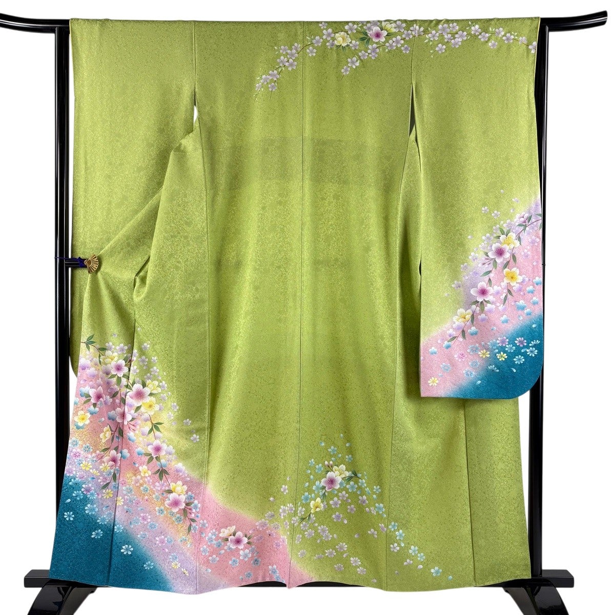 振袖 美品 名品 身丈158.5cm 裄丈67cm 正絹 【中古】 振袖 身丈158.5cm 裄丈63cm S 袷 桜 花 金通し 金彩 抹茶色 正絹 名品