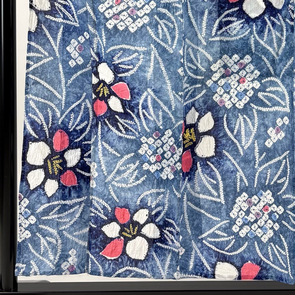 美品】 浴衣 身丈154cm 裄丈63.5cm S 絞り浴衣 紫陽花 花 藍色 綿 名品