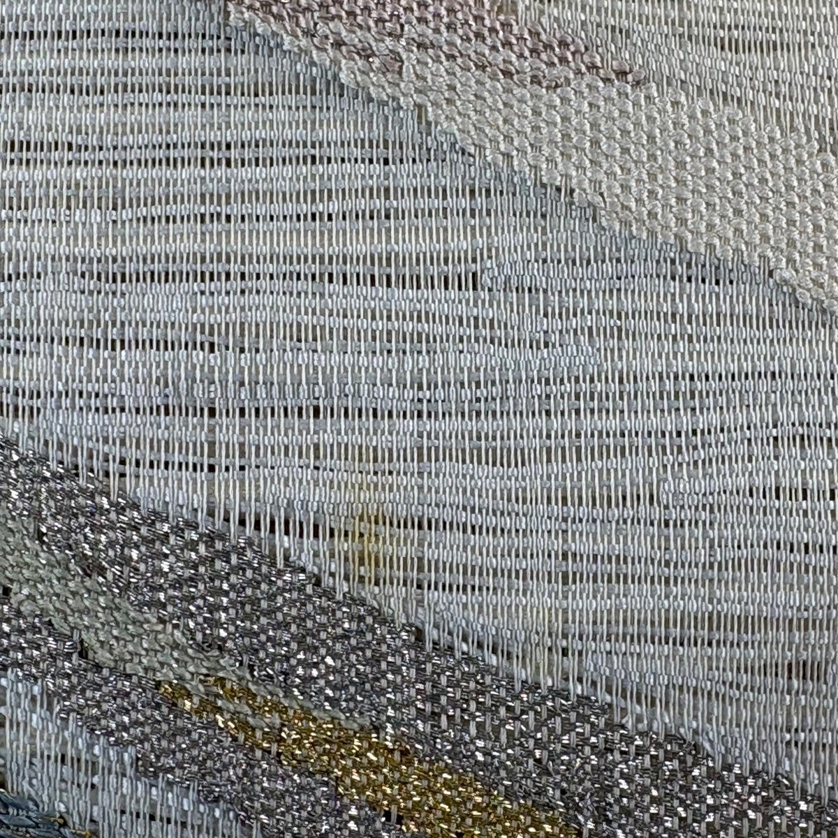 名古屋帯 秀品 夏帯 八寸名古屋帯 松葉仕立て 絽 流水 金銀糸 クリーム