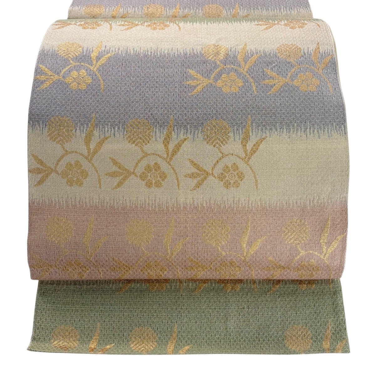 美品】 名古屋帯 秀品 落款あり 夏帯 絽 舟 笹 銀彩 白 正絹｜中古
