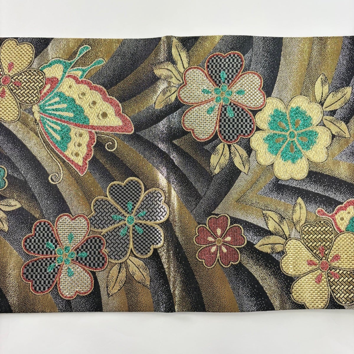 箔　唐織　袋帯 美品】 袋帯 秀品 桜 蝶 唐織 箔 黒 六通 正絹｜中古・古着