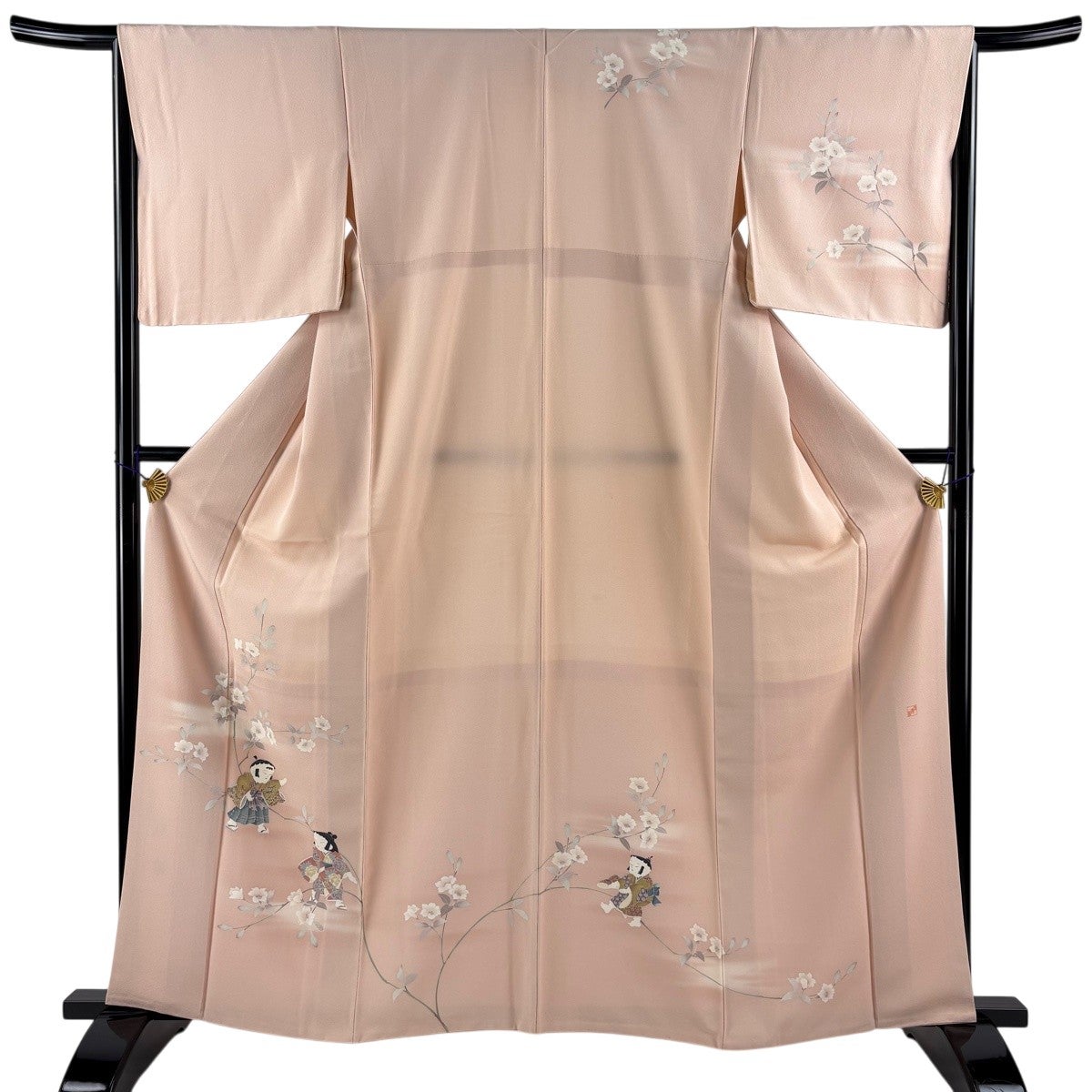 訪問着 身丈162.5cm 裄丈65cm M 袷 落款 草花 藤 金彩 絞り 灰